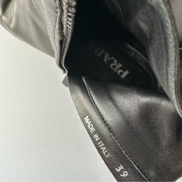 Prada Black Leather Ankle Square Toe Boots - Picture 6 of 6